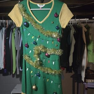 No Boundaries Green and Gold Festive Dress